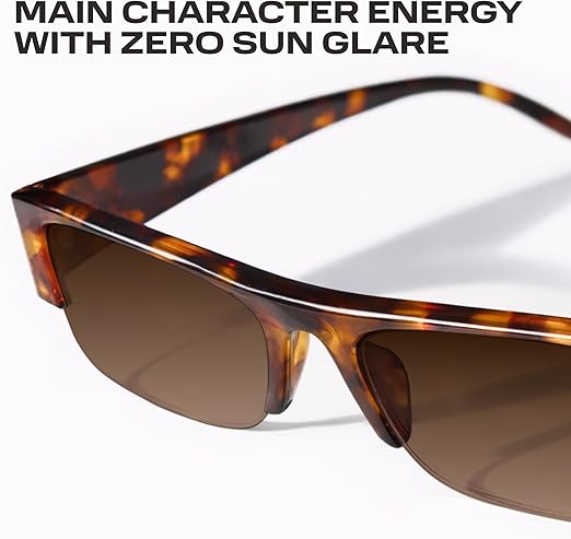 livho Polarized Semi Rimless Sunglasses Women Eyewear Frame, Retro Sun Glasses