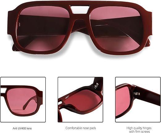 TYA Retro Oversized Aviator Sunglasses for Women
