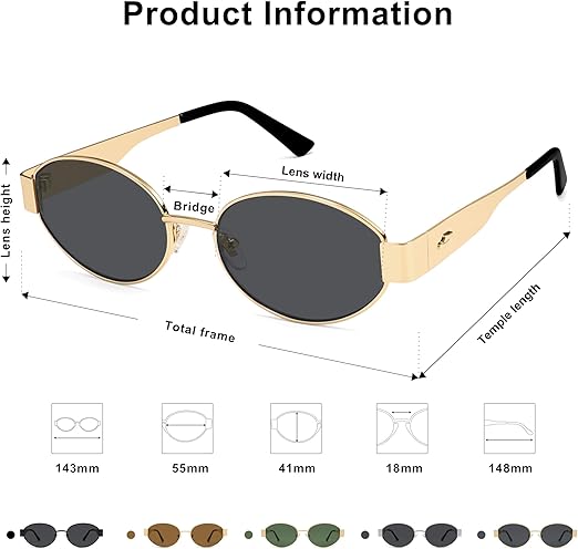 SOJOS Retro Oval Sunglasses for Women Trendy Classic Shades UV400 Protection SJ1256