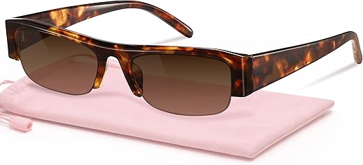 livho Polarized Semi Rimless Sunglasses Women Eyewear Frame, Retro Sun Glasses