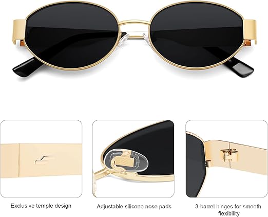 SOJOS Retro Oval Sunglasses for Women Trendy Classic Shades UV400 Protection SJ1256