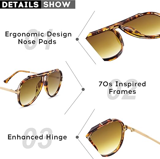 COASION Oversized Aviator Sunglasses for Women, 70s Retro Oval Burgundy Frame & Lens Cute Sun Glasses
