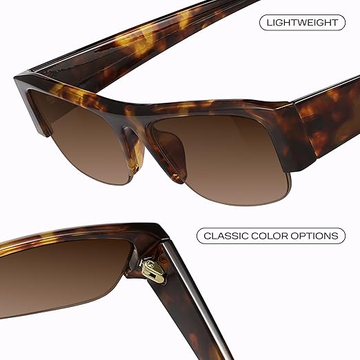 livho Polarized Semi Rimless Sunglasses Women Eyewear Frame, Retro Sun Glasses