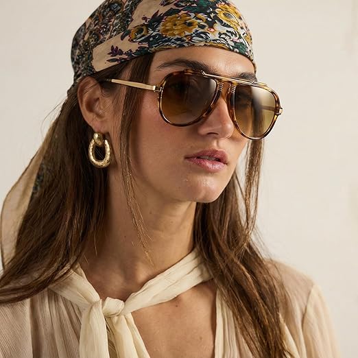 COASION Oversized Aviator Sunglasses for Women, 70s Retro Oval Burgundy Frame & Lens Cute Sun Glasses